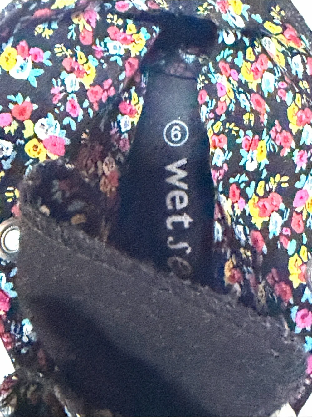 Wet Seal Black Floral hi top flip down variety ways to wear Lace-Up Shoe